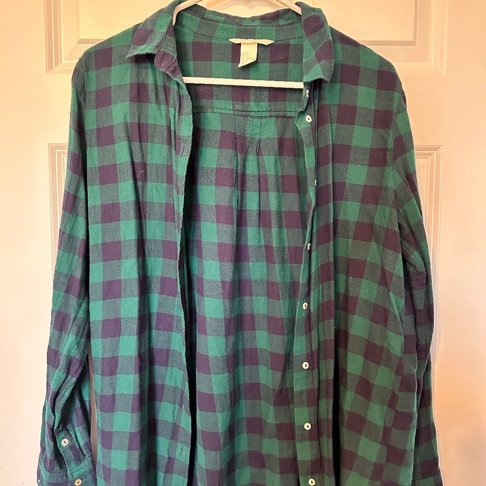 Plaid Button Down Blue & Green
